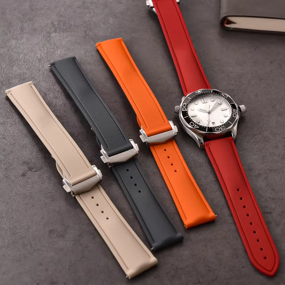 Premium FKM Rubber Watch Strap – Quick Release Flat End (20/21/22mm)