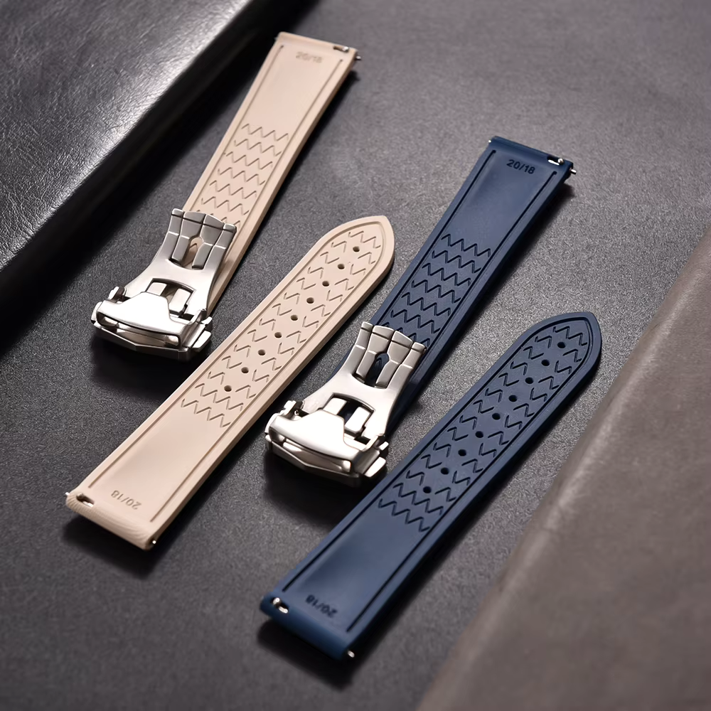 Premium FKM Rubber Watch Strap – Quick Release Flat End (20/21/22mm)