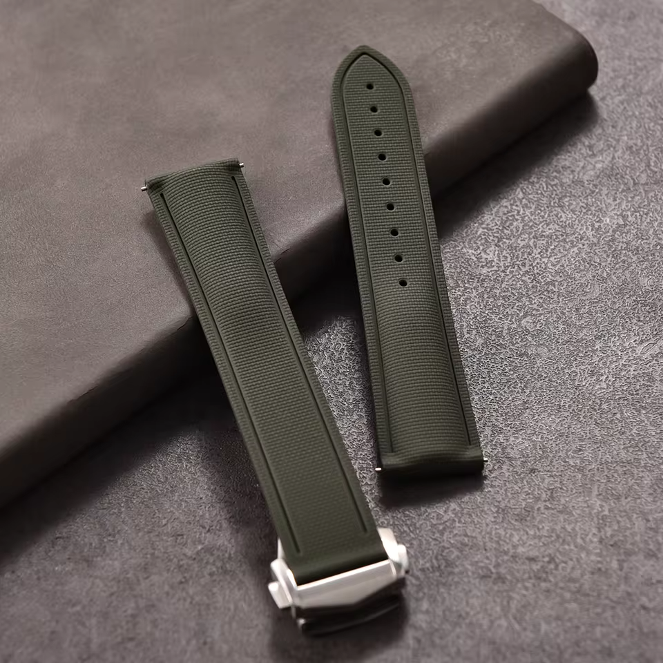 Premium FKM Rubber Watch Strap – Quick Release Flat End (20/21/22mm)