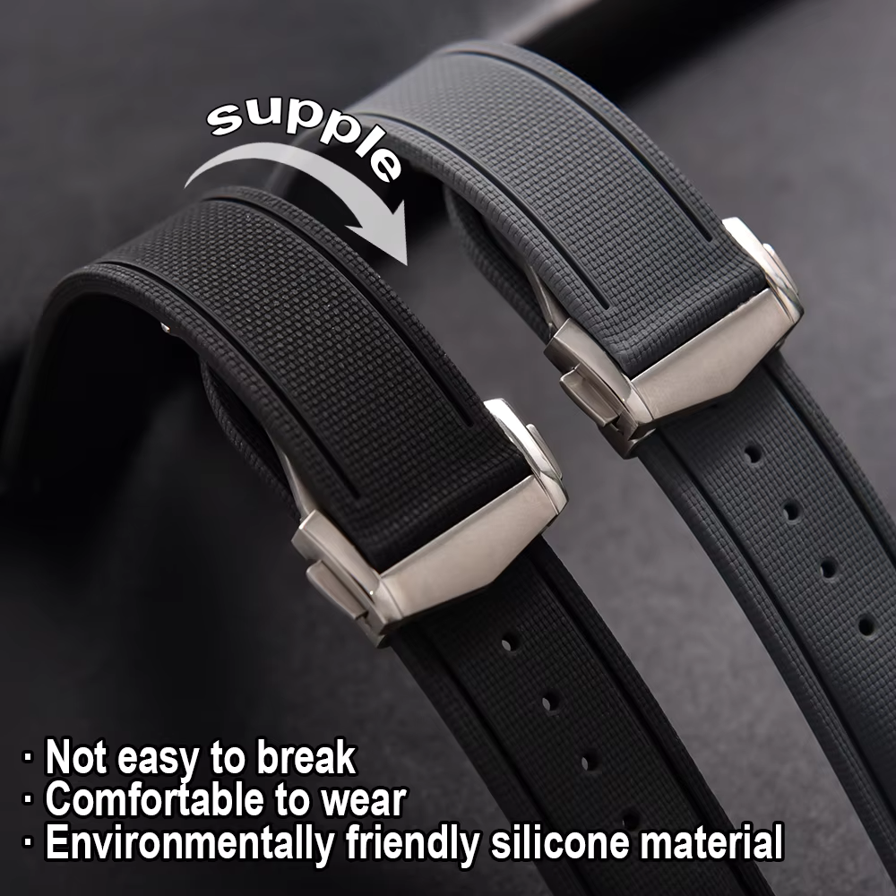 Premium FKM Rubber Watch Strap – Quick Release Flat End (20/21/22mm)