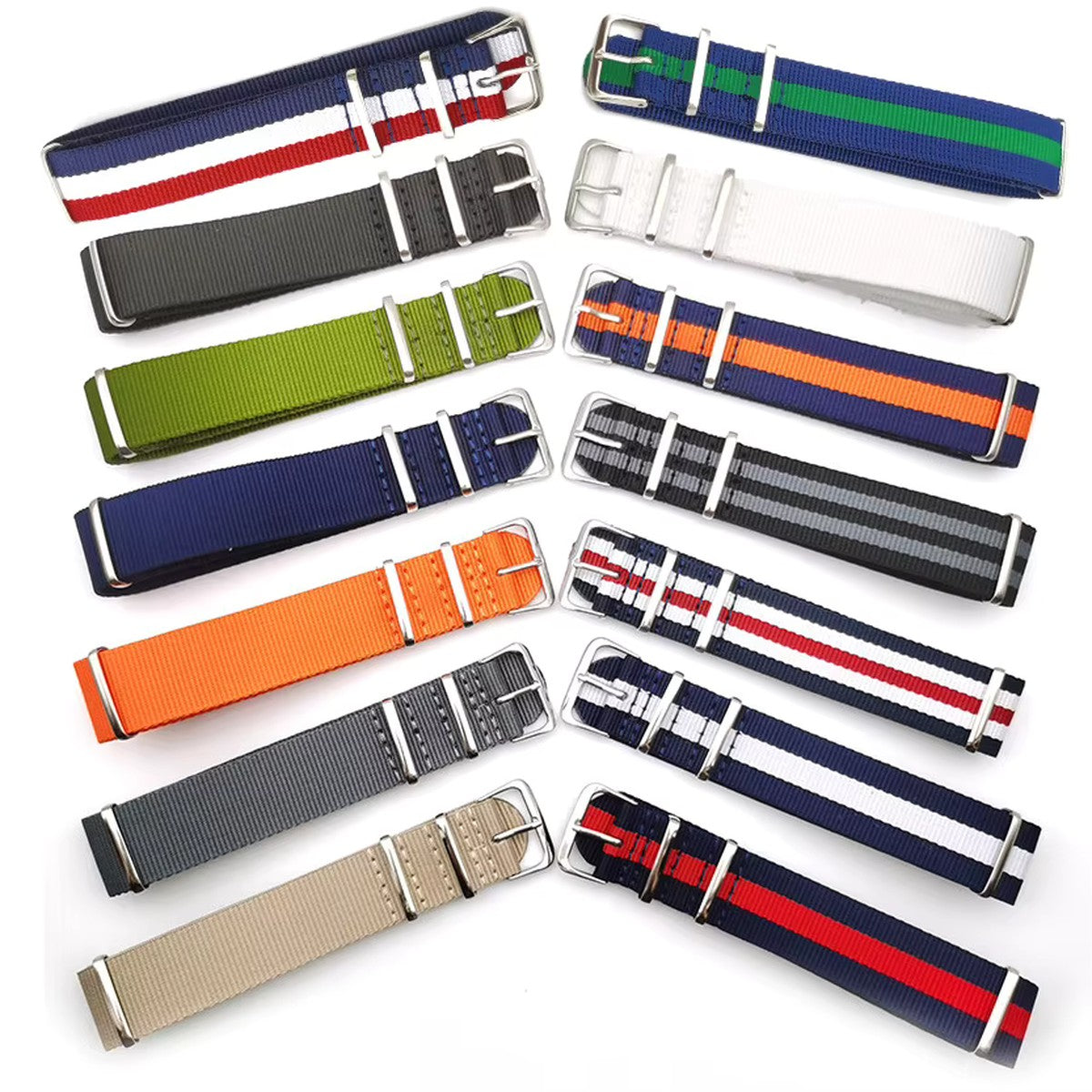 Multi-Colour Striped Nylon Watch Strap 1
