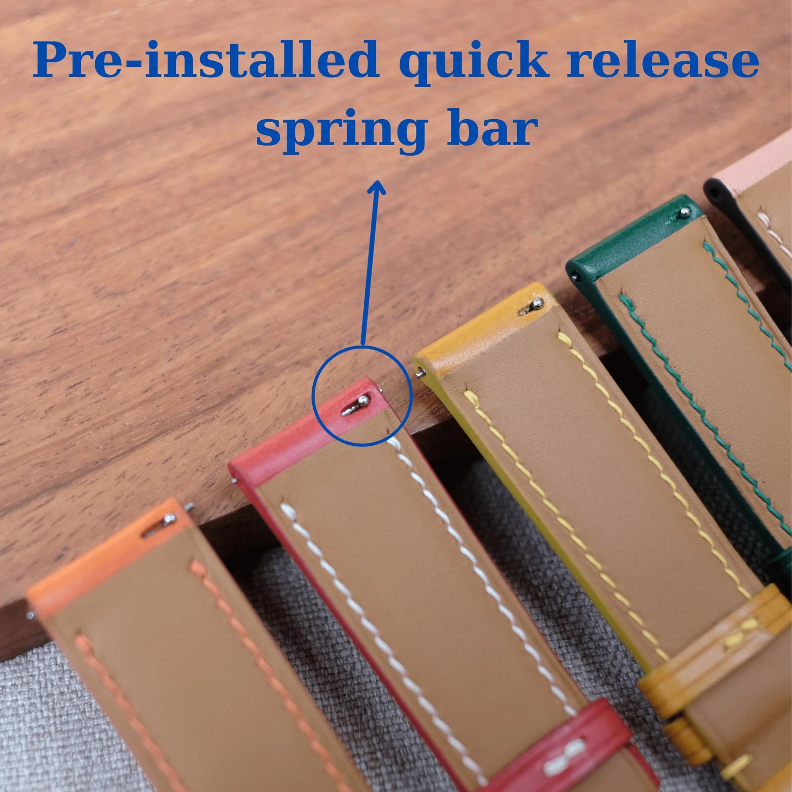 Pre-installed quick-release spring bar detail