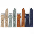Vintage suede rally watch straps in beige, grey, brown and navy