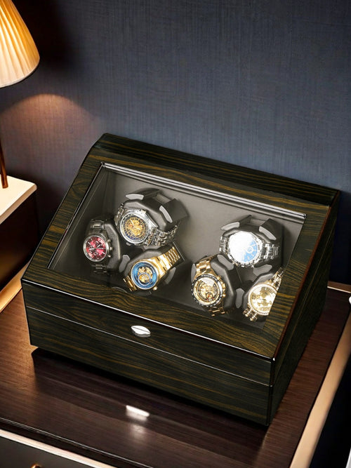 Automatic Watch Winder - wooden texture, blue LED